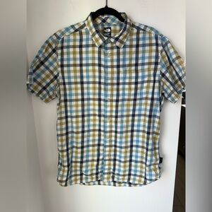 The North Face Men's Blue and Green Checkered Shirt
